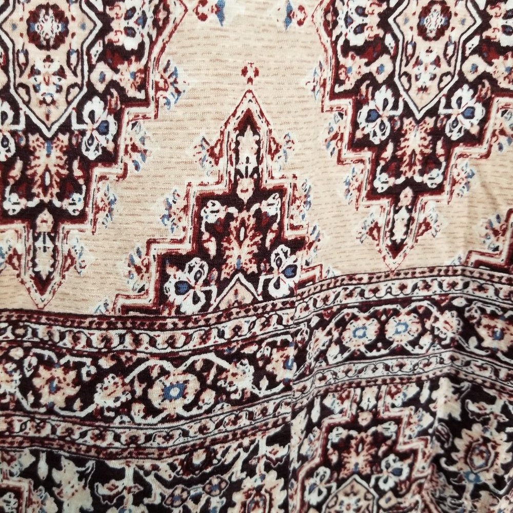 Style & Co Women’s Boho Tunic Cream Tan XS Split Neck Mixed Print New - Picture 7 of 13